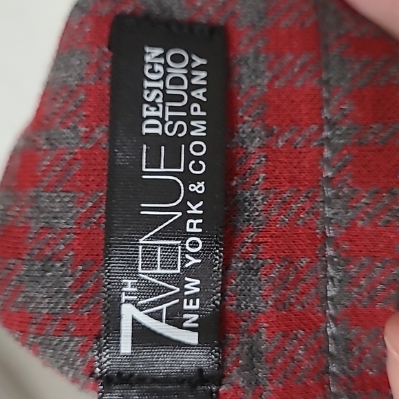 7th Avenue Design Studio Red & Grey Plaid Pullon Pants size Medium - Picture 3 of 10